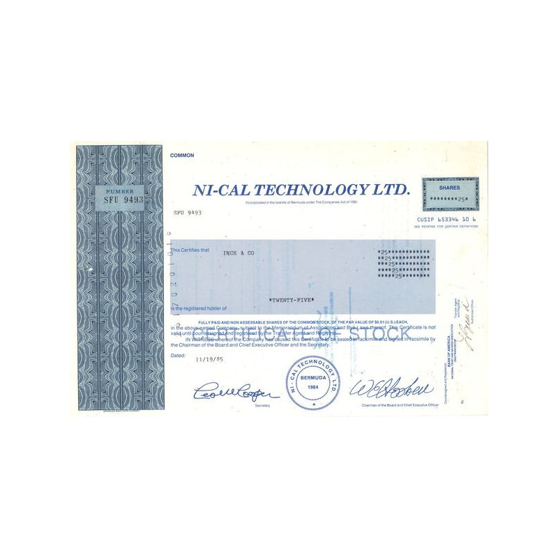 Ni-Cal Technology Ltd (Titre 25 Act 0.01$)