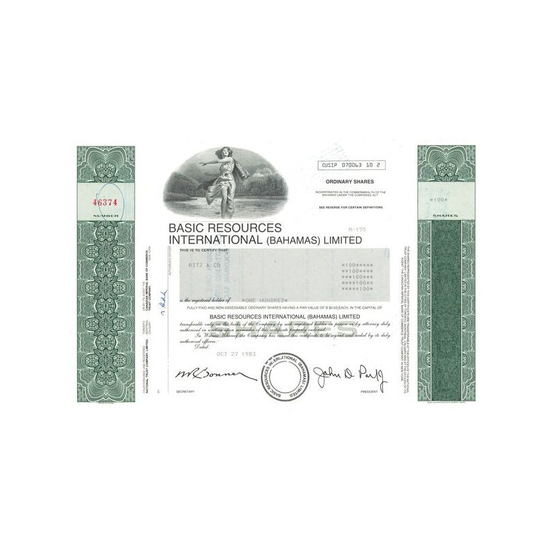 Basic Resources International (Bahamas) Ltd (Titre 100 Act 0.03$)