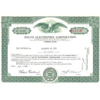 Dalto Electronics Corp (Titre 100 Act 50 Cents)