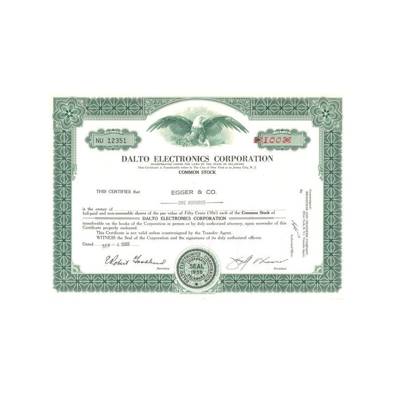 Dalto Electronics Corp (Titre 100 Act 50 Cents)