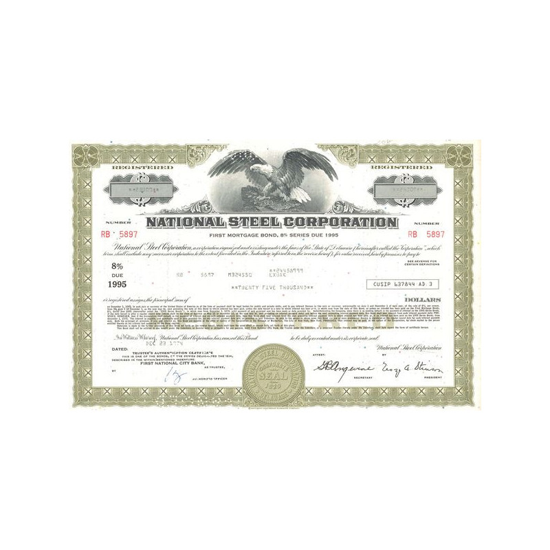 National Steel Corp - First Mortgage Bond. 8% Series due 1995 (Act 25000 $)