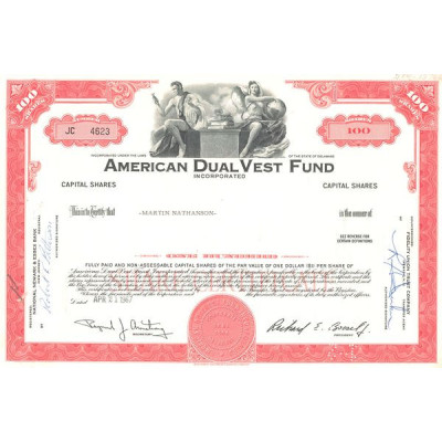 American Dual Vest Fund Incorporated (Certif Nomin Titre 100 Act 1$)