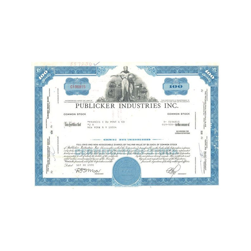 Publicker Industries Inc. (Titre 100 Act 5$)