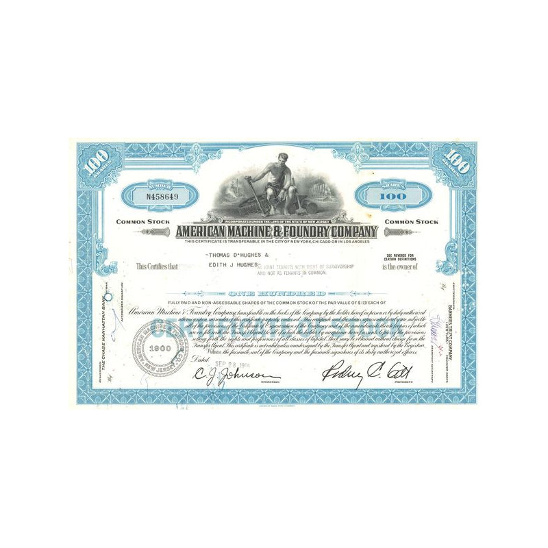 American Machine & Foundry Cy (Titre 100 Act 1.75$)