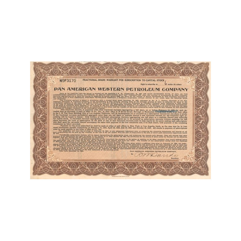 Pan American Western Petroleum Cy (Titre 06 10ème Act)