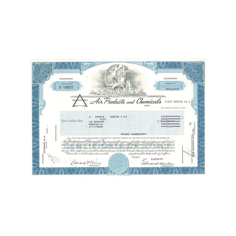 Air Products and Chemicals Inc (Certif Nomin Titre 100 Act 100$)