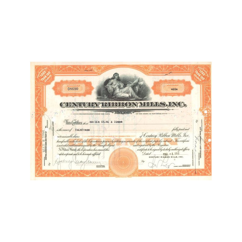 Century Ribbon Mills Inc (Titre 20 Act)