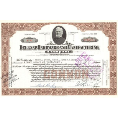 Belknap Hardware and Manufacturing (Titre 333 Act 20$)