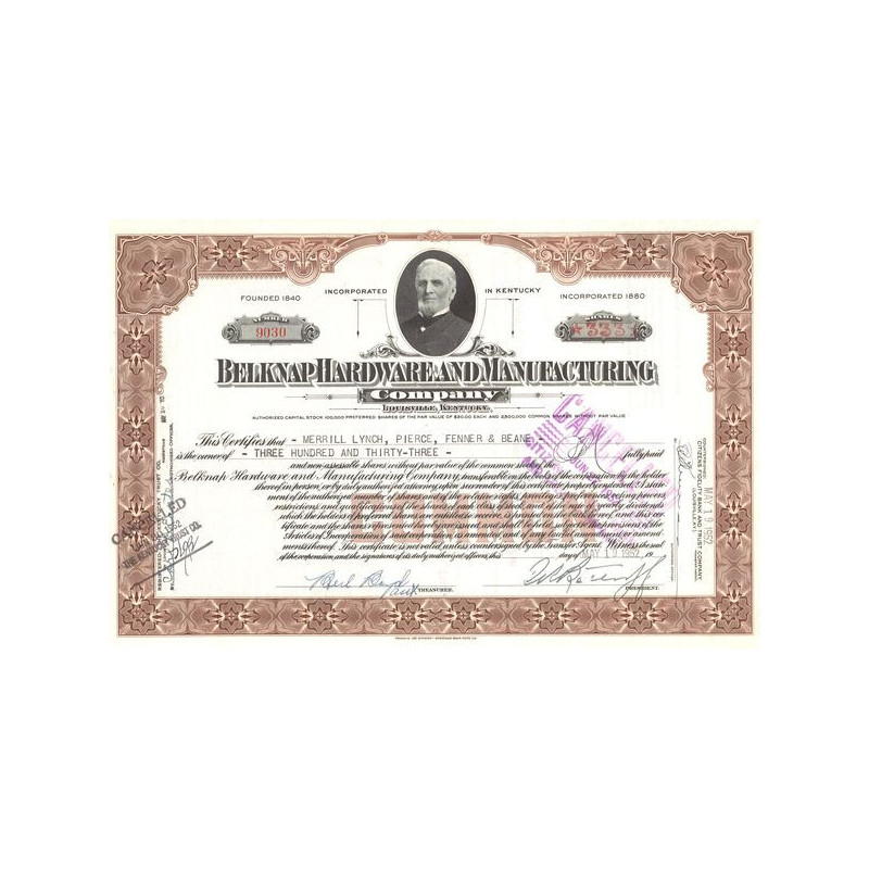 Belknap Hardware and Manufacturing (Titre 333 Act 20$)