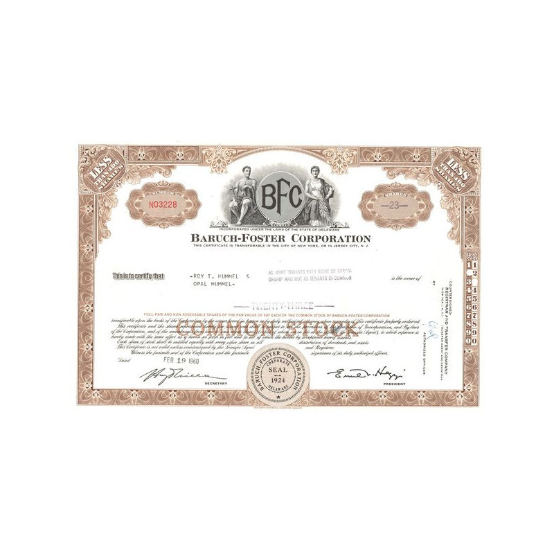 Baruch-Foster Corp (Certif Nomin Titre 23 Act 50 Cents)