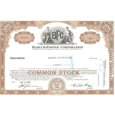 Baruch-Foster Corp (Certif Nomin Titre 40 Act 50 Cents)