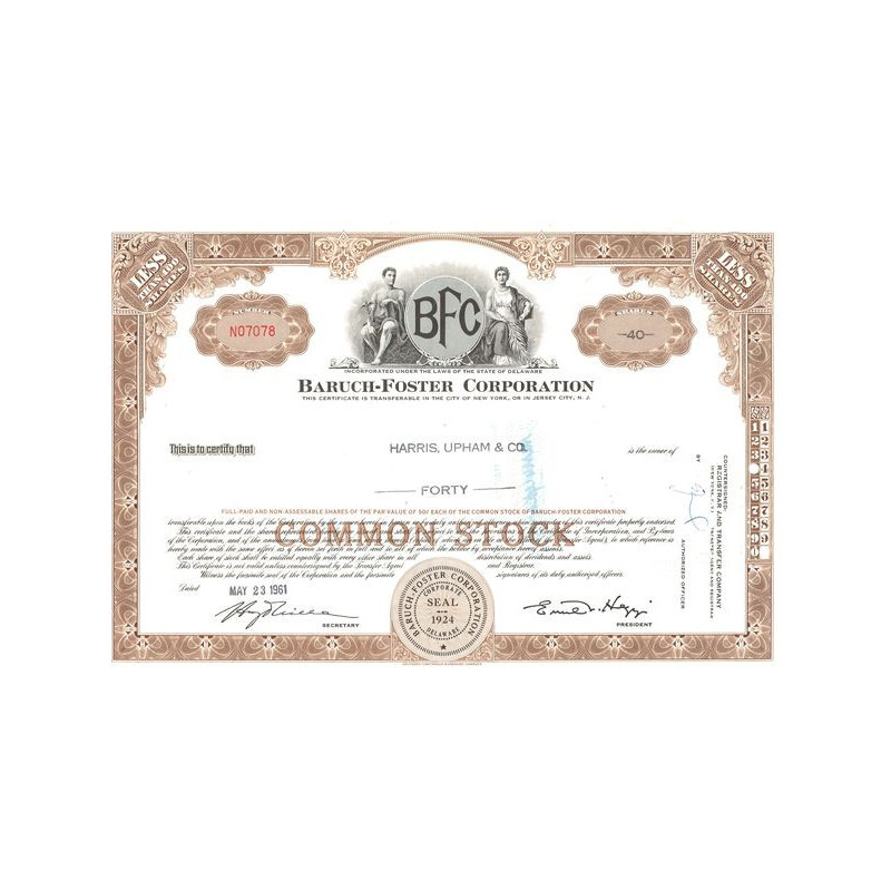 Baruch-Foster Corp (Certif Nomin Titre 40 Act 50 Cents)