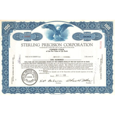 Sterling Precision Corp (Titre 100 Act 10 Cents)