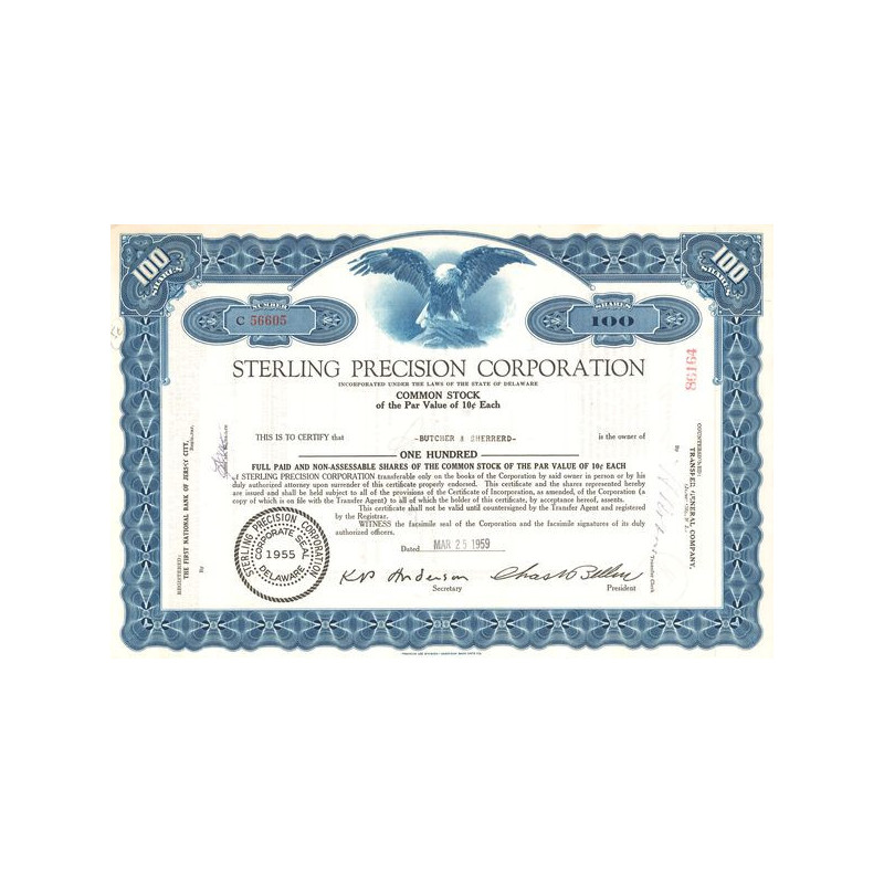 Sterling Precision Corp (Titre 100 Act 10 Cents)
