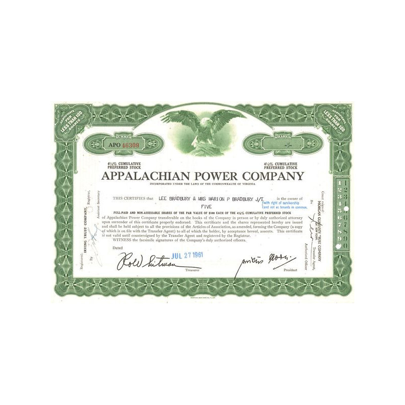 Appalachian Power Cy (Titre 05 Act 100$ 4% 1/2)