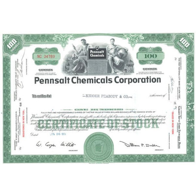 Pennsalt Chemicals Corp (Certif Nomin Titre 100 Act 3$)