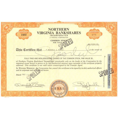 Northern Virginia Bankshares Inc (Titre 50 Act 1$)