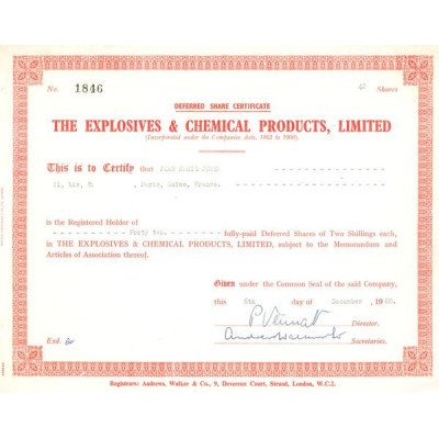 The Explosives & Chemical Products Ltd (Titre 42 Act)