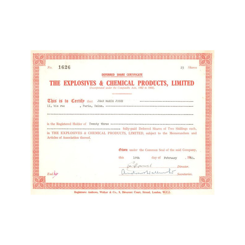 The Explosives & Chemical Products Ltd (Titre 23 Act)