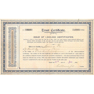 Trust Certificate (Titre 100 Act)