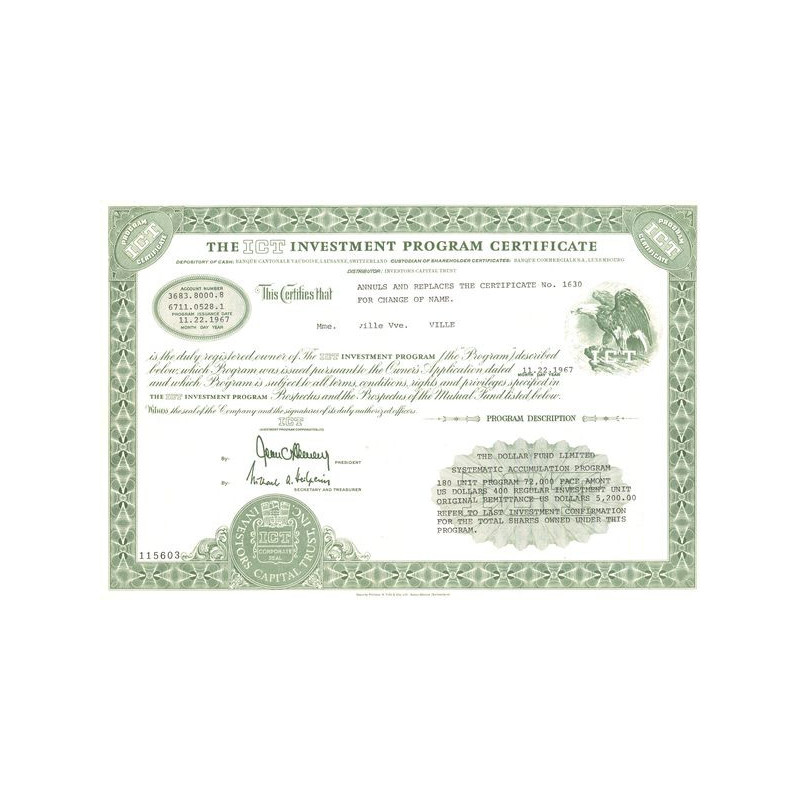 The ICT Investment Program Certificate (Certif Nomin)