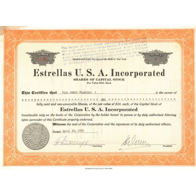 Estrellas U.S.A. Incorporated (Titre 01 Act 10$)