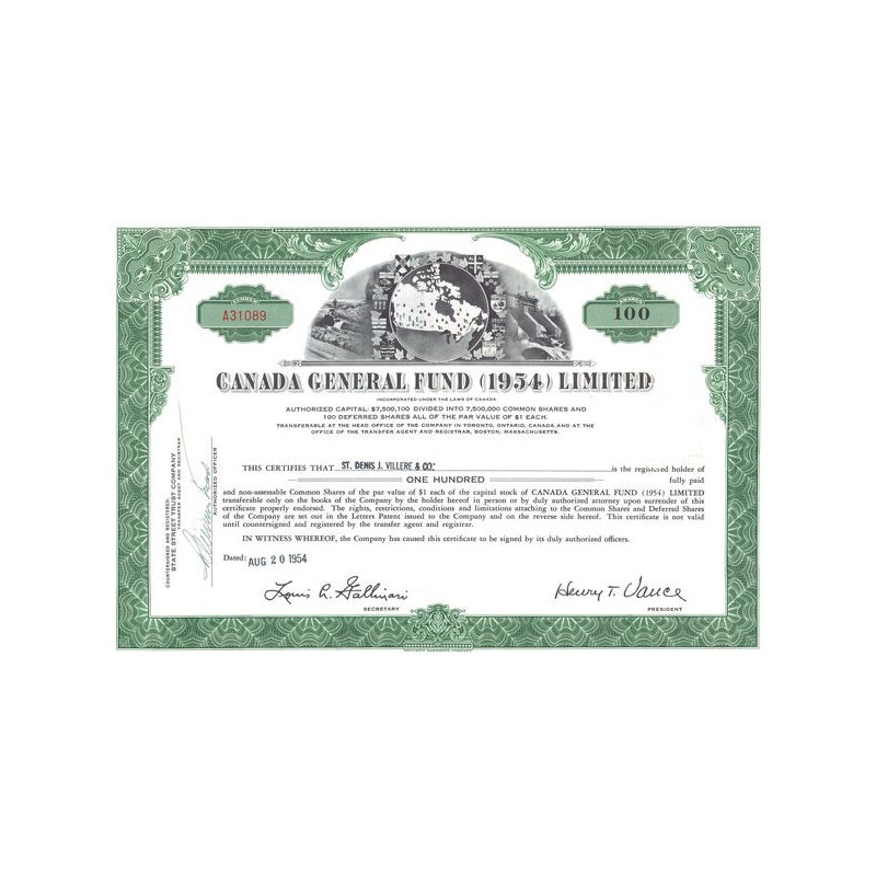 Canada General Fund (1954) Ltd (Titre 100 Act 1$)