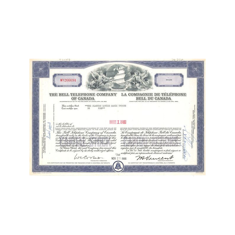 The Bell Telephone Cy of Canada - La Cie de Téléphone Bell du Canada (Titre 01 Act 25$)