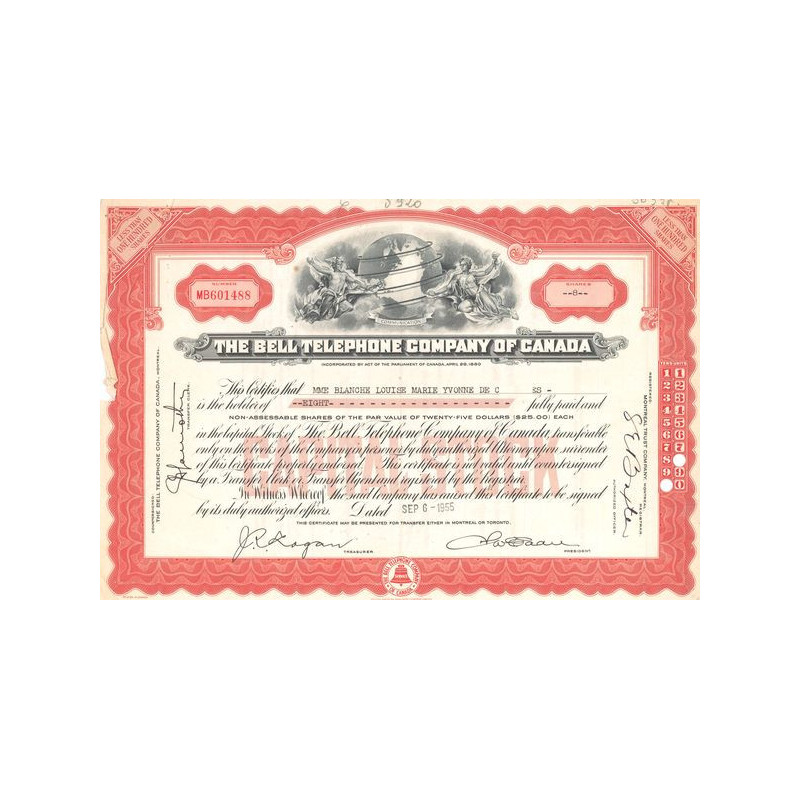 The Bell Telephone Cy of Canada (Titre 08 Act 25$)