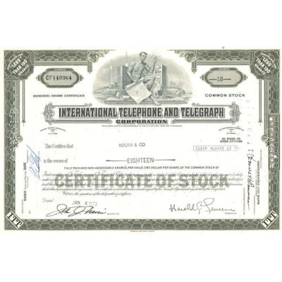 International Telephone and Telegraph (Titre 18 Act 1$)