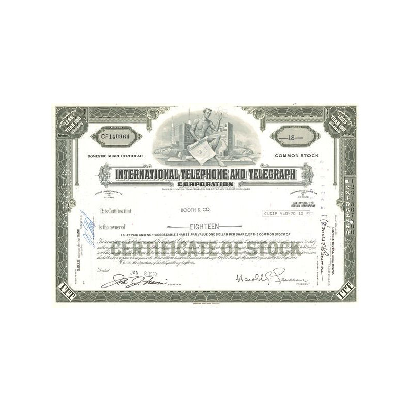 International Telephone and Telegraph (Titre 18 Act 1$)