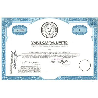 Value Capital Ltd (Titre 01 Act 1 Cents)