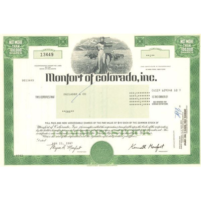 Monfort of Colorado Inc (Certif Nomin Titre 01 Act 1$)
