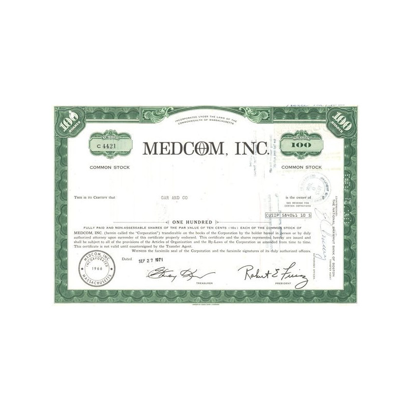 Medcom Inc (Titre 100 Act 10 Cents)