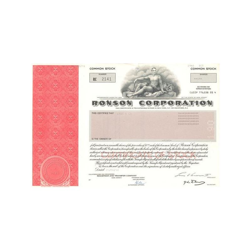 Ronson Corp (Titre 05 Act 1$)