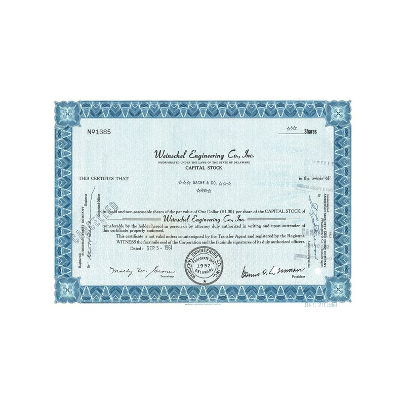 Weinschel Engineering Co. Inc. (Titre 05 Act 1$)