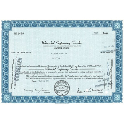 Weinschel Engineering Co. Inc. (Titre 50 Act 1$)
