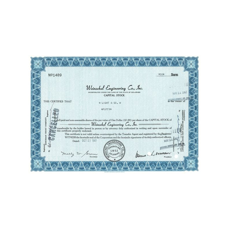 Weinschel Engineering Co. Inc. (Titre 50 Act 1$)