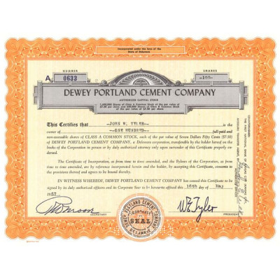 Dewey Portland Cement Company (Titre 100 Act 7.50$)