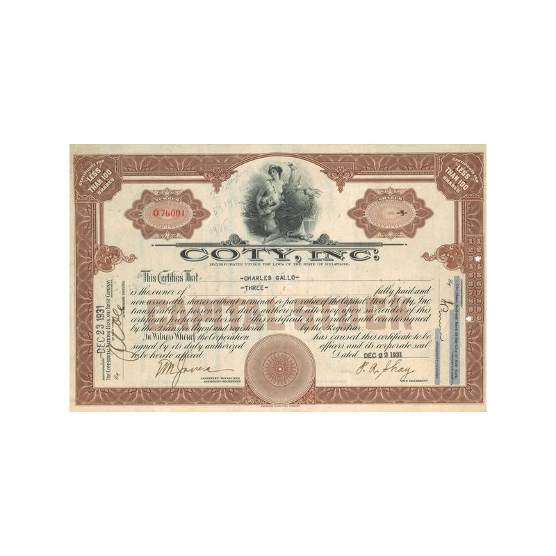 Coty Inc (Titre 03 Act)