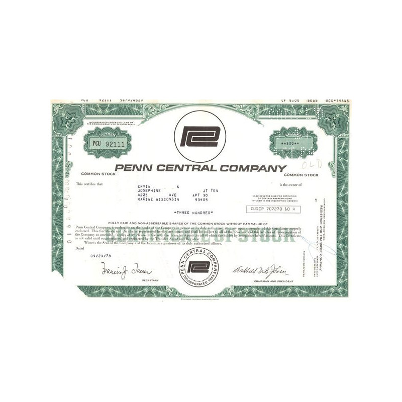 Penn Central Cy (Titre 300 Act)(Modele 2)