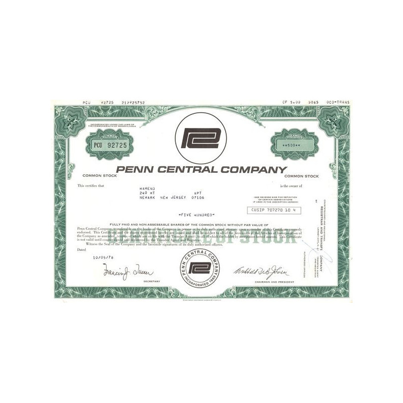 Penn Central Cy (Titre 500 Act)(Modele 2)