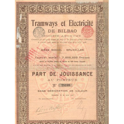 Tramways et Electricité de Bilbao (Part de Jouissance)