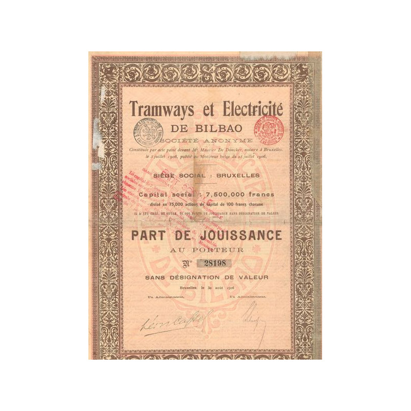 Tramways et Electricité de Bilbao (Part de Jouissance)