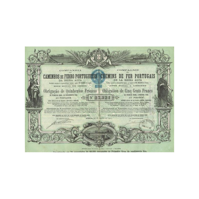 Cie des Chemins de Fer Portugais de la Beira Alta (Obl 500 F)