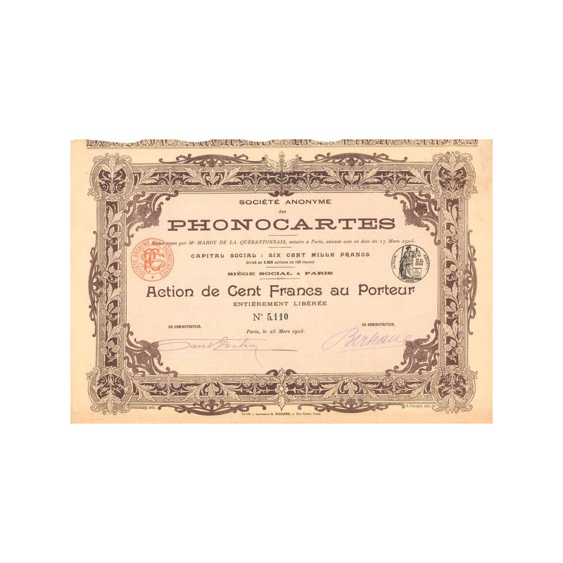 S.A. des Phonocartes (Act 100 F)
