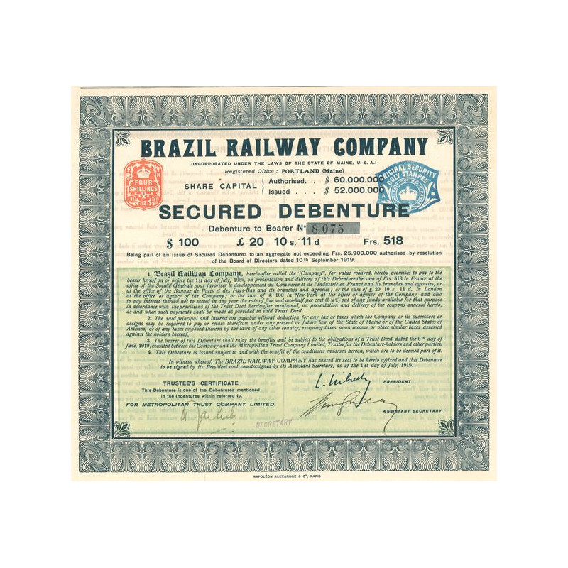 Brazil Railway Cy (Secured Debenture) (Act 100 $)