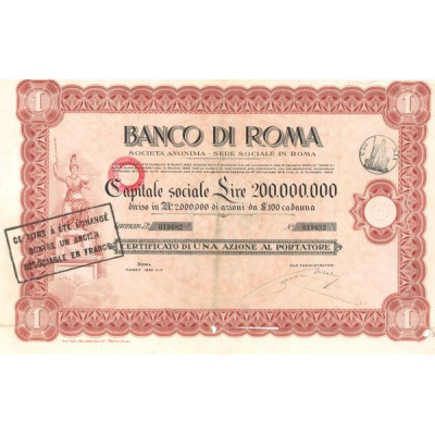 Banco di Roma S.A. (Certif Act 0.1 $ Capital 200 000 000 Lire)