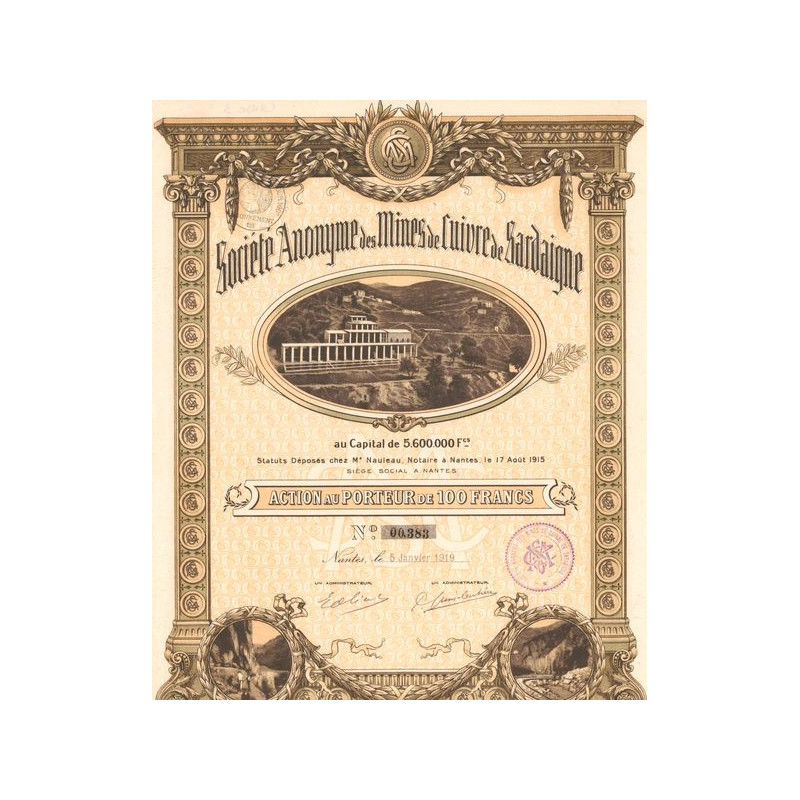 S.A. Mines de Cuivre de Sardaigne (Act 100 F)