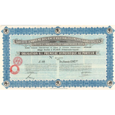S.A. des Anciens Etablissements Skoda à Plzen (Obl 10 £ 6%)
